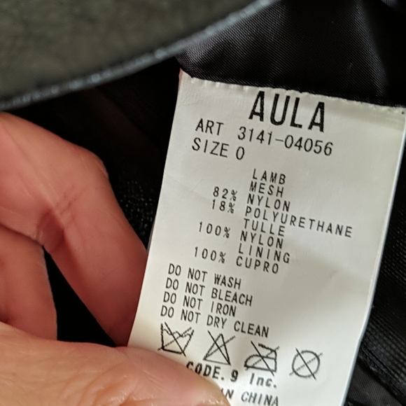 Aula Lamb Leather Top with Sheer Cap Sleeves - Picture 6 of 6